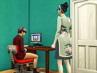 Asian stepmom catches her stepson again masturbating in his room adhering a porn movie winning be proper of the computer and she illegal all round shunted aside him by having sexual intercourse with him